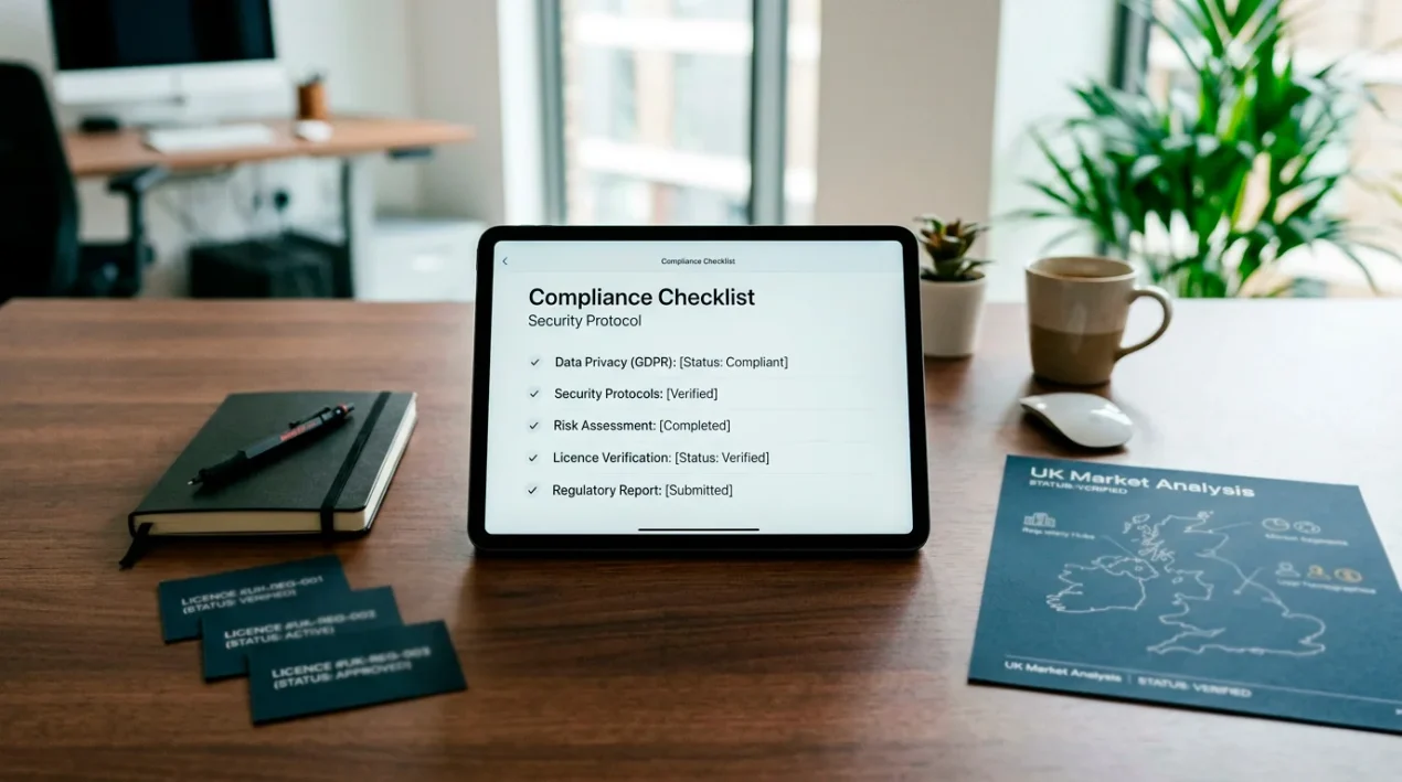 Abstract UK gambling licence checklist for Qbet review